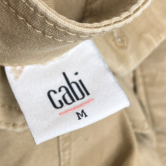 Cabi Medium M Khaki Tan Camp Jacket Button Up Cotton Stretch Long Sleeve #5477 - Picture 5 of 6